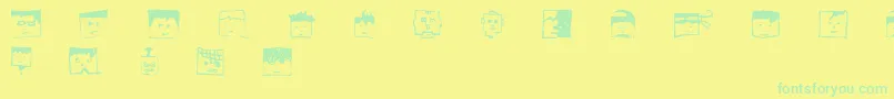 Pixelheadhandmadebeta Font – Green Fonts on Yellow Background