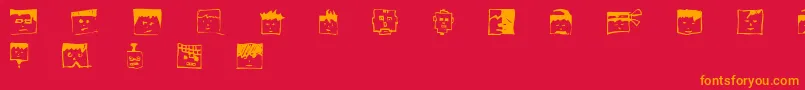 Pixelheadhandmadebeta Font – Orange Fonts on Red Background