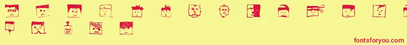 Pixelheadhandmadebeta Font – Red Fonts on Yellow Background