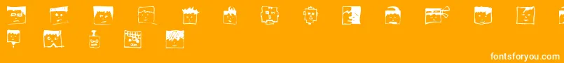 Pixelheadhandmadebeta-Schriftart – Weiße Schriften auf orangefarbenem Hintergrund