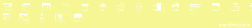 Czcionka Pixelheadhandmadebeta – białe czcionki na żółtym tle