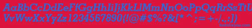 GeometricSlabserif703BoldItalicBt Font – Blue Fonts on Red Background