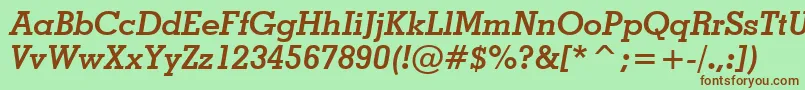 GeometricSlabserif703BoldItalicBt Font – Brown Fonts on Green Background