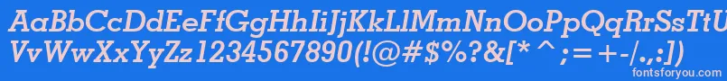 GeometricSlabserif703BoldItalicBt-fontti – vaaleanpunaiset fontit sinisellä taustalla
