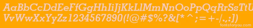 Czcionka GeometricSlabserif703BoldItalicBt – różowe czcionki na pomarańczowym tle