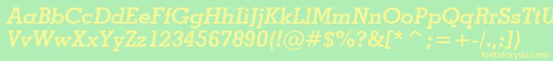 GeometricSlabserif703BoldItalicBt Font – Yellow Fonts on Green Background