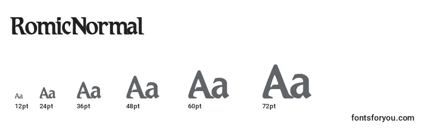 RomicNormal Font Sizes