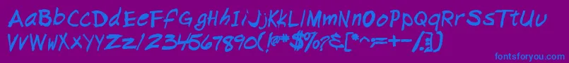 フォントNapkinscriptsskBold – 紫色の背景に青い文字