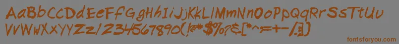 フォントNapkinscriptsskBold – 茶色の文字が灰色の背景にあります。
