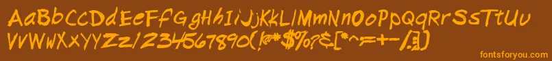 NapkinscriptsskBold Font – Orange Fonts on Brown Background