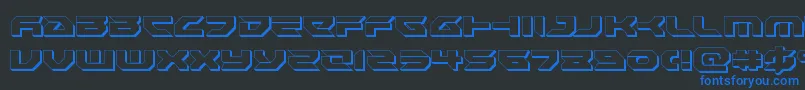フォントRoyalsamurai3D – 黒い背景に青い文字