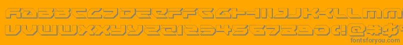 Royalsamurai3D-fontti – harmaat kirjasimet oranssilla taustalla