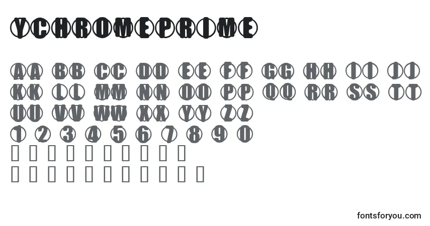 Czcionka YchromePrime – alfabet, cyfry, specjalne znaki
