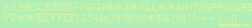 FonecianAlternateMedium-fontti – keltaiset fontit vihreällä taustalla