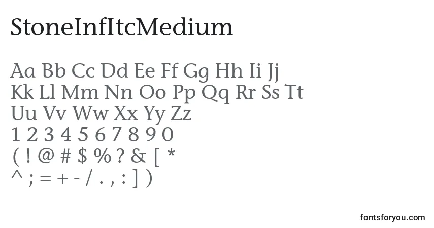 Czcionka StoneInfItcMedium – alfabet, cyfry, specjalne znaki