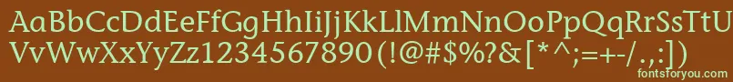 フォントStoneInfItcMedium – 緑色の文字が茶色の背景にあります。