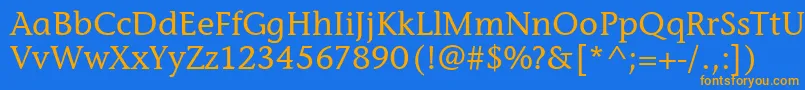 フォントStoneInfItcMedium – オレンジ色の文字が青い背景にあります。