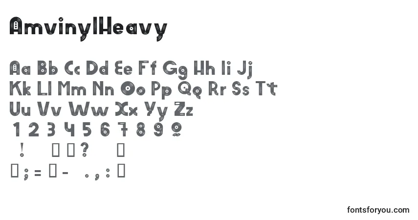 A fonte AmvinylHeavy – alfabeto, números, caracteres especiais