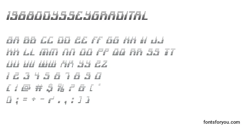A fonte 1968odysseygradital – alfabeto, números, caracteres especiais