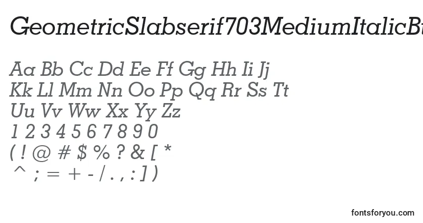 Czcionka GeometricSlabserif703MediumItalicBt – alfabet, cyfry, specjalne znaki