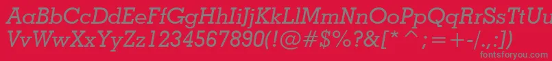 フォントGeometricSlabserif703MediumItalicBt – 赤い背景に灰色の文字