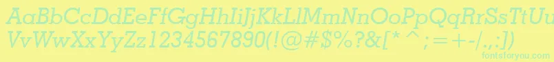 Шрифт GeometricSlabserif703MediumItalicBt – зелёные шрифты на жёлтом фоне