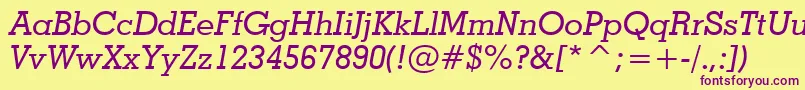 Weitere Informationen zur GeometricSlabserif703MediumItalicBt-Schriftart GeometricSlabserif703MediumItalicBt-Schriftart – Violette Schriften auf gelbem Hintergrund