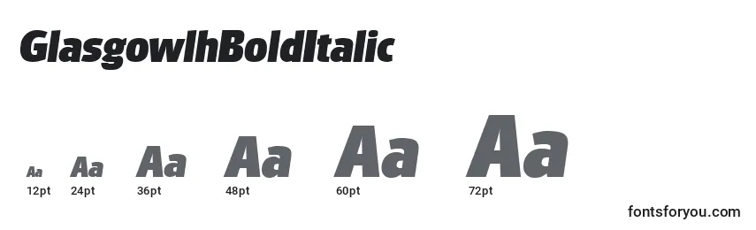 GlasgowlhBoldItalic Font Sizes