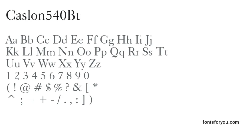 Czcionka Caslon540Bt – alfabet, cyfry, specjalne znaki