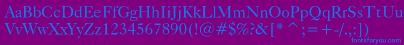 Caslon540Bt-Schriftart – Blaue Schriften auf violettem Hintergrund