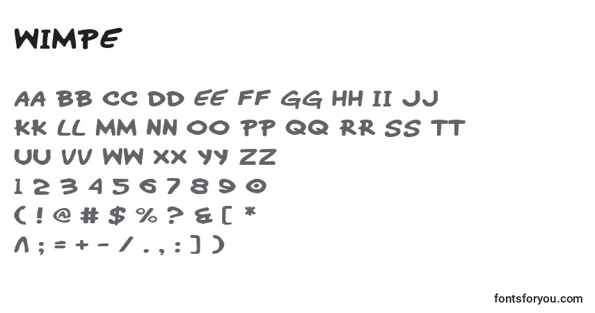 A fonte Wimpe – alfabeto, números, caracteres especiais