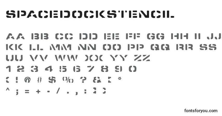 Schriftart SpacedockStencil – Alphabet, Zahlen, spezielle Symbole