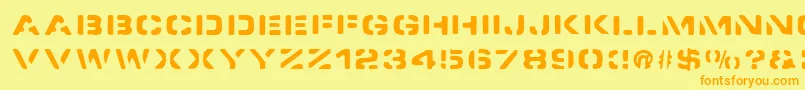 SpacedockStencil-fontti – oranssit fontit keltaisella taustalla