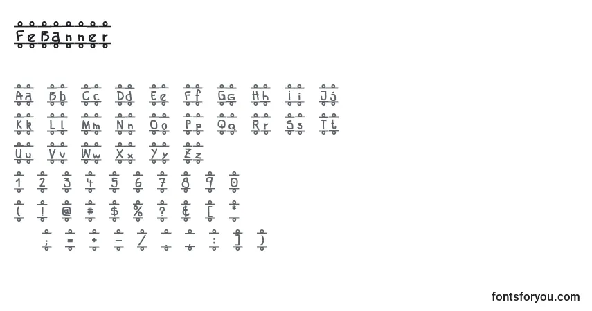 Schriftart FeBanner – Alphabet, Zahlen, spezielle Symbole