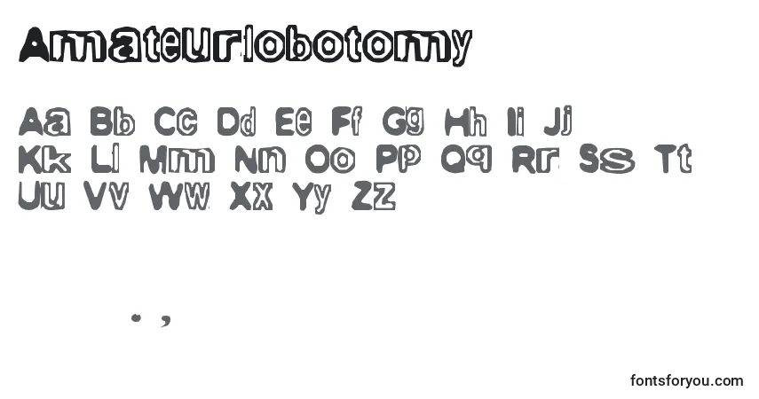 Czcionka Amateurlobotomy – alfabet, cyfry, specjalne znaki