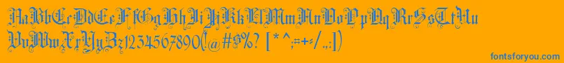 フォントAltgotisch – オレンジの背景に青い文字