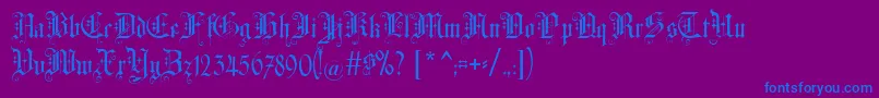 フォントAltgotisch – 紫色の背景に青い文字