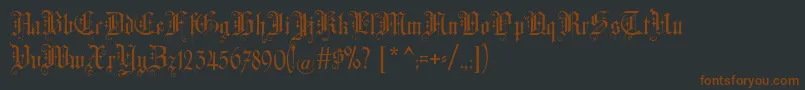 Altgotisch-Schriftart – Braune Schriften auf schwarzem Hintergrund