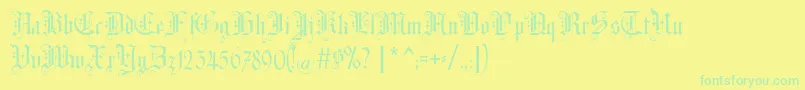 フォントAltgotisch – 黄色い背景に緑の文字