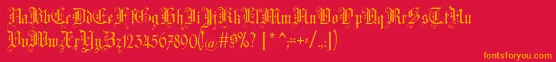 フォントAltgotisch – 赤い背景にオレンジの文字