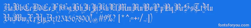 フォントAltgotisch – ピンクの文字、青い背景