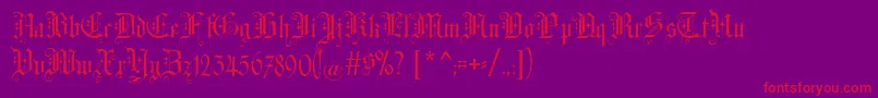 Altgotisch Font – Red Fonts on Purple Background