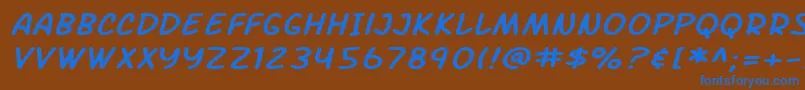 Lisätietoja SfArchRivalExtendedItalic-fontista SfArchRivalExtendedItalic-fontti – siniset fontit ruskealla taustalla