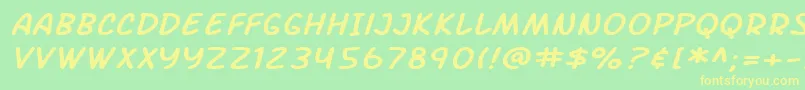 SfArchRivalExtendedItalic Font – Yellow Fonts on Green Background