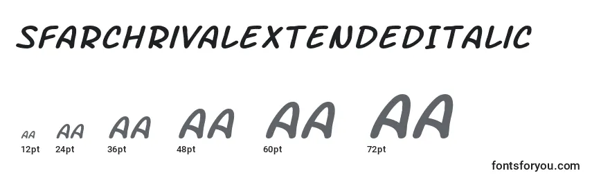 Размеры шрифта SfArchRivalExtendedItalic