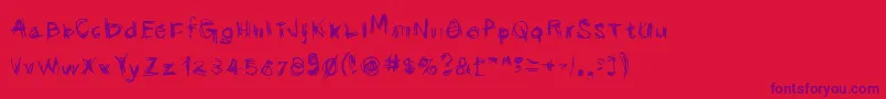 Weitere Informationen zur Scribbli-Schriftart Scribbli-Schriftart – Violette Schriften auf rotem Hintergrund