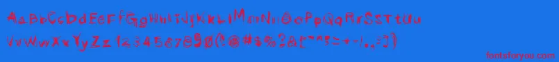 Scribbli Font – Red Fonts on Blue Background