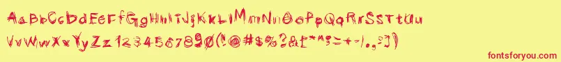 Scribbli Font – Red Fonts on Yellow Background