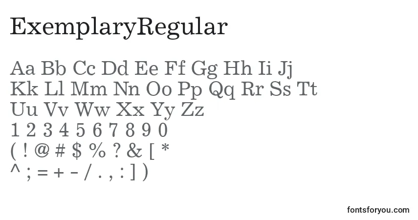 Fuente ExemplaryRegular - alfabeto, números, caracteres especiales