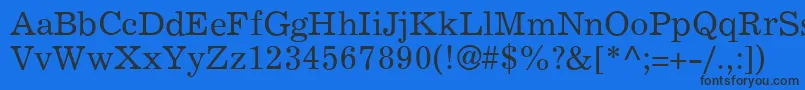 Czcionka ExemplaryRegular – czarne czcionki na niebieskim tle